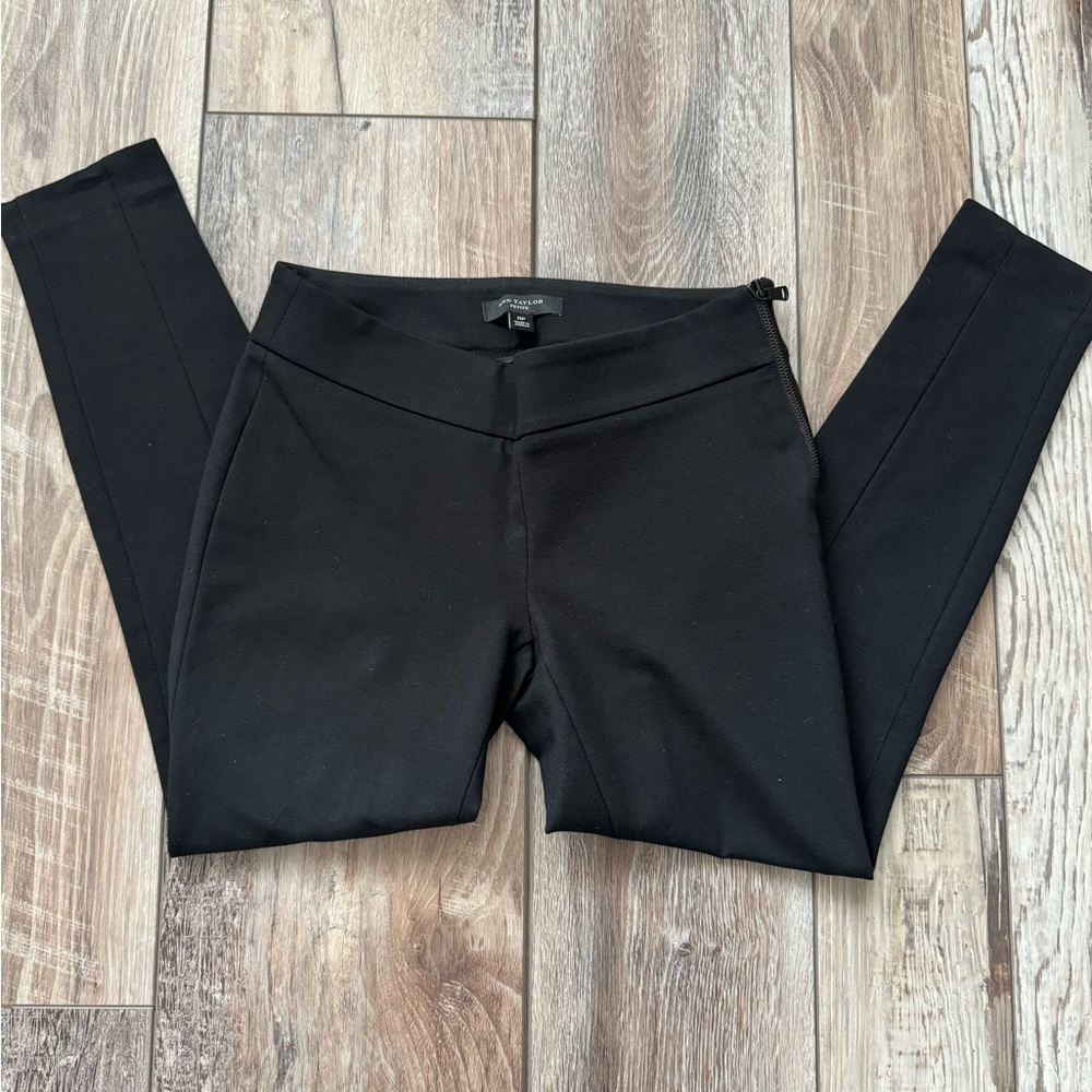 ANN TAYLOR Black Aide Zip Black Leggings Size 0P